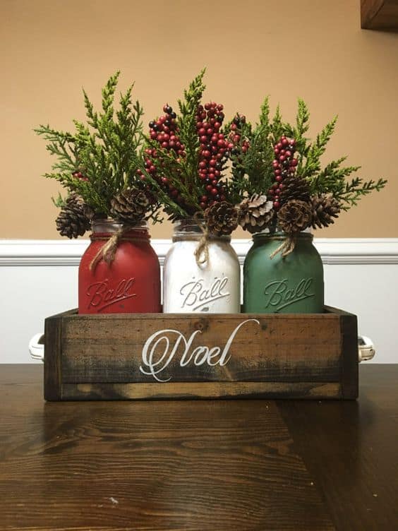 Mason Jar Christmas Centerpiece