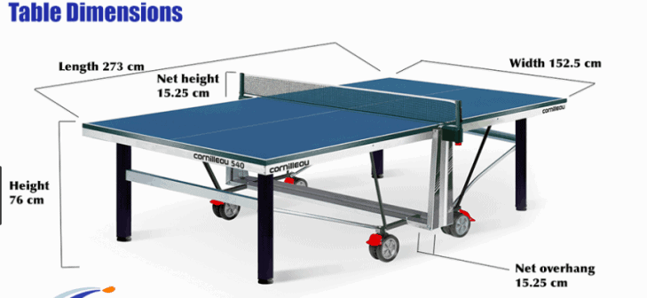 table tennis table specs