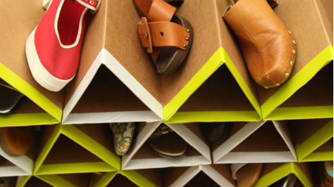 DIY Geometric Shoe Shelf
