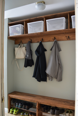 DIY Mudroom Bench with Shoe Storage