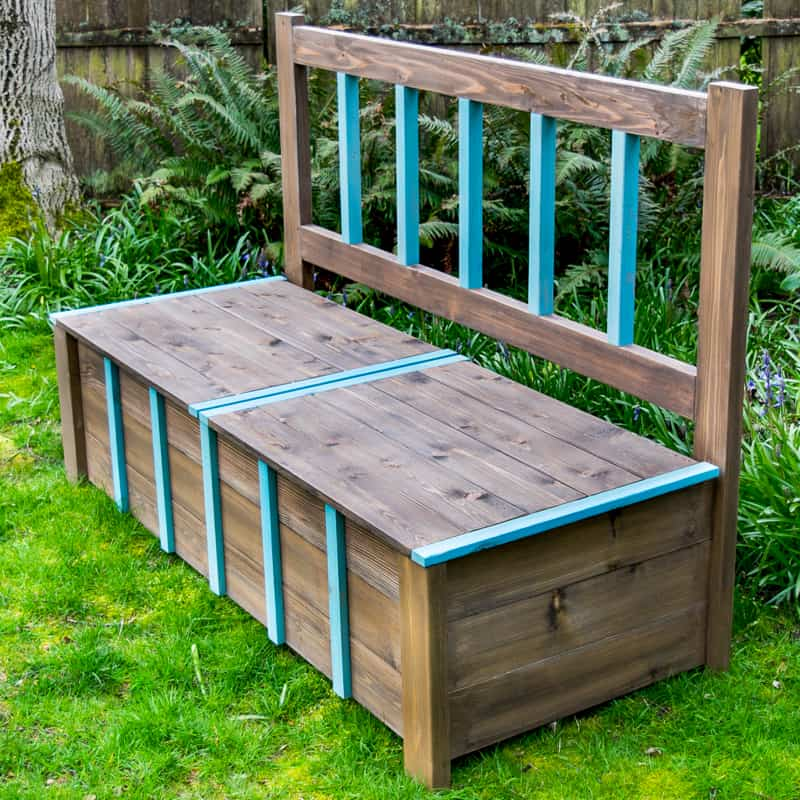 DIY storage bench for outdoor use