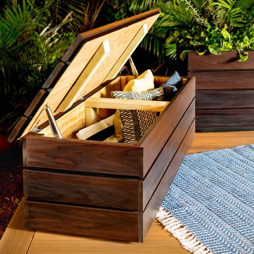 Elegant and enormous outdoor storage bench