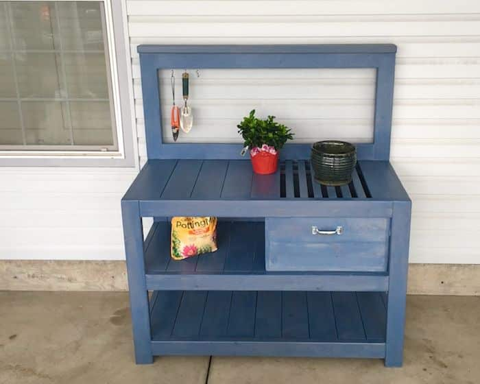 Potting Bench With an Overflow Bin for soil