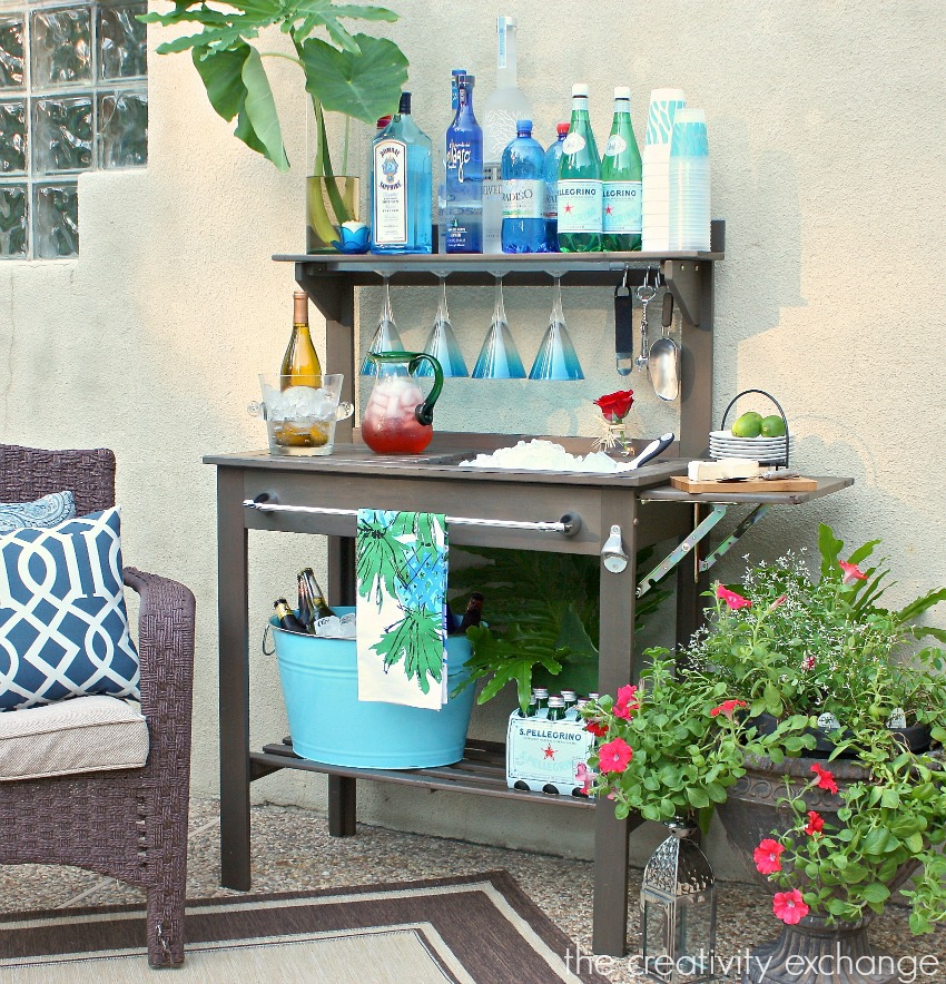 Potting bench and an outdoor bar