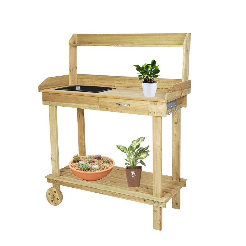 Wooden potting bench