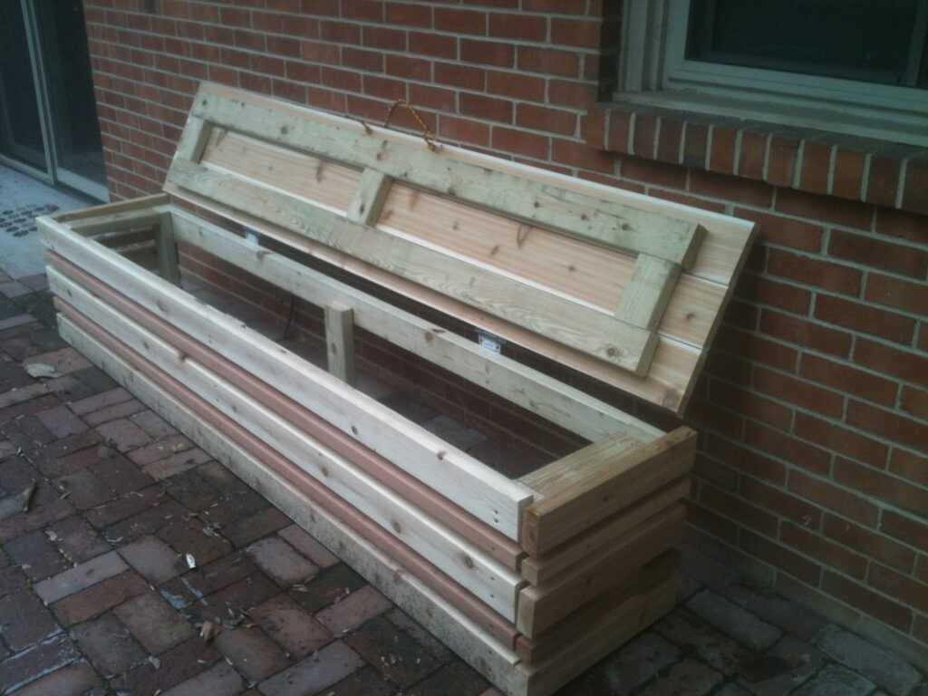 Wooden storage bench