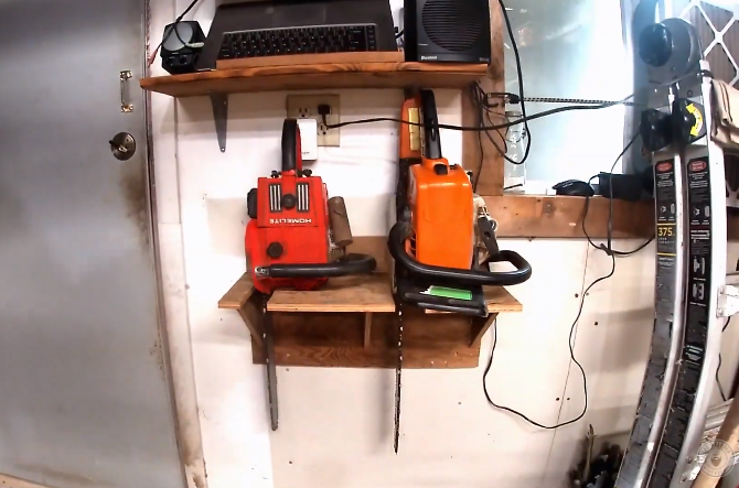 Chainsaw Shelf With Wooden Braces